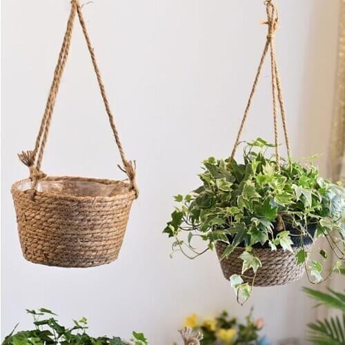 Jute Rope Hanging Baskets Flowerpot Hanging Planter Woven Plant Storage Basket Flower Holder Pot Macrame Plant Hangers new