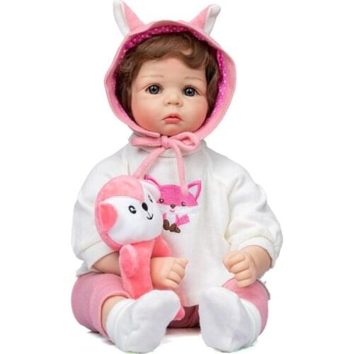 Dropshipping 21In Vibrant Caucasian Doll Reborns Doll Eyes Open Brown Hair for Babies Toddler