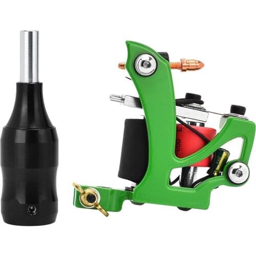 Alloy 10 Wraps Coils Tattoo Machine +Handle Grip For Liner Shader Supply Set