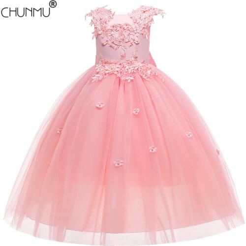 Ceremony Dress for 4-12 Years Girls Party Princess Dress Formal Lace Petals Kids Vestidos Children Party Dress Girls Clothes