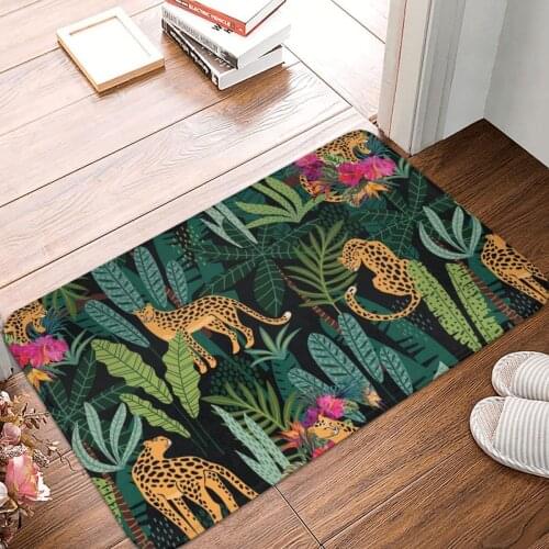 Tropical Cheetah Doormat Carpet Mat Rug Polyester Non-Slip Floor Decor Bath Bathroom Kitchen Balcony 40*60