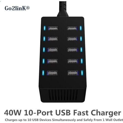 Universal 10 Port USB Smart charger Power adapter LCD Family office mobile US Small and travel-friendly charger for smart phone