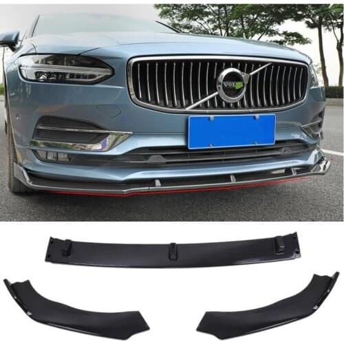 High Quality ABS Black & ABS Carbon Fiber Bumper Front Lip Splitter Diffuser Lip Spoiler For Volvo S90 2017 2018 2019 2020 2021