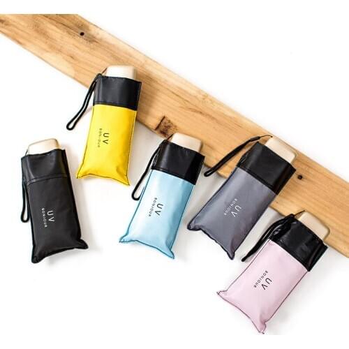 Sun umbrella womens sunscreen ultra light small vinyl mini umbrella UV protection umbrella dual-use 5 fold umbrella pocket umbr