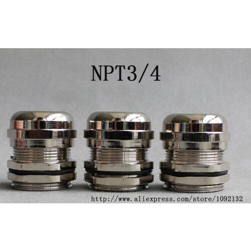 1piece NPT3/4 Nickel Brass Cable Glands Waterproof Connectors Apply to Cable 13-18mm