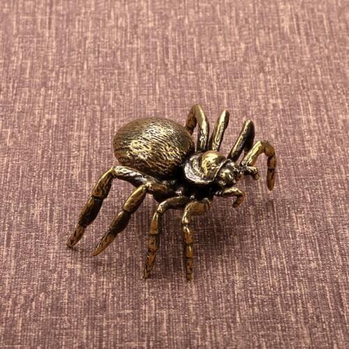 2.36 IN 64 g Vintage | Brass | Tea pet Ancient Metal Figurine Statue Home Decor Copper Ornament Tea Pet Antique spider