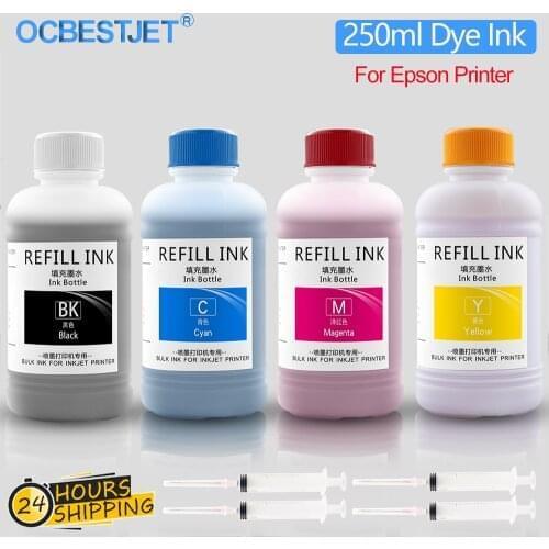 250ML Refill Dye Ink Kit For Epson XP-2100 XP-2101 XP-2105 XP-3100 XP-3105 XP-4100 XP-4101 XP-4105 EW-052A EW-452A Printer