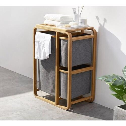 3 Gird Bamboo laundry basket dirty clothes basket bathroom laundry hamper storage basket clothes organizer WF