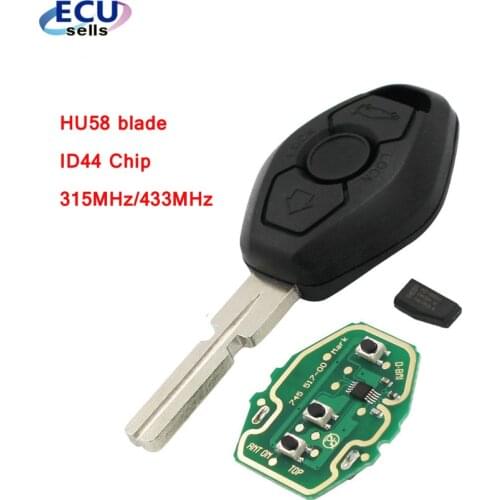 3 Buttons Full Remote Key For BMW 3 5 7 SERIES E38 E39 E46 315MHZ/433MHZ HU58 + ID44 CHIP