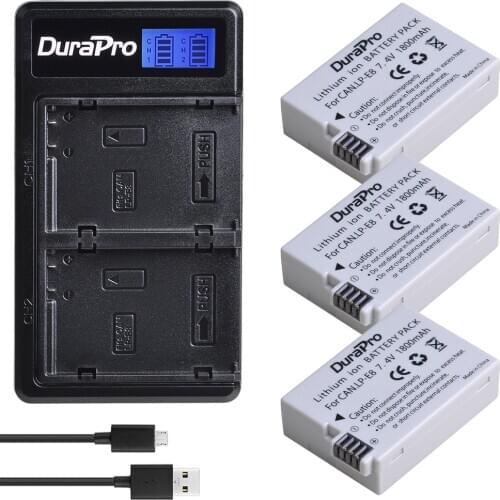 3pc 1800mAh LP-E8 LP E8 Rechargeable Battery + LCD USB Charger For Canon EOS 550D 600D 650D 700D kiss X4 X5 X6i X7i Rebel Camera