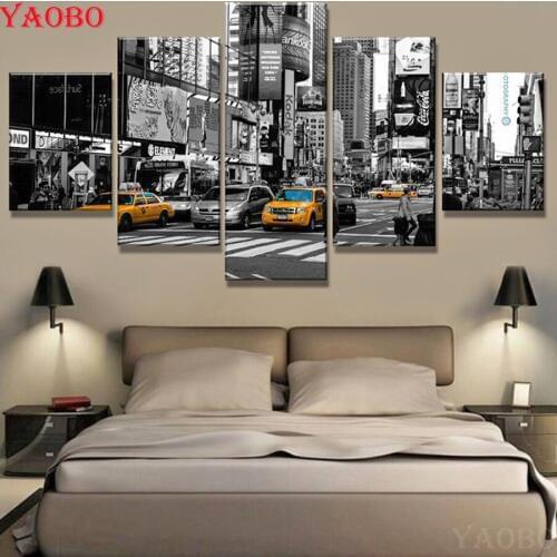 5 pcs 5D DIY Diamond Painting Modern New York City Landscape Diamond Embroidery Full Display Rhinestones Picture Diamond Mosaic