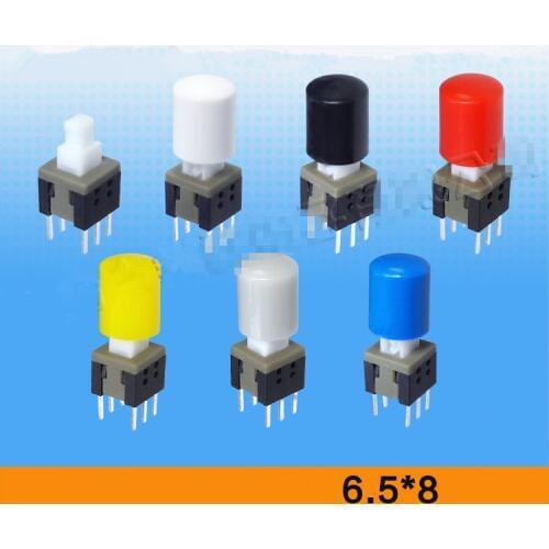 6 Pin DIP Panel PCB Push Button Tactile Tact Switch Self Lock /Unlock 5.8 x 5.8mm with caps