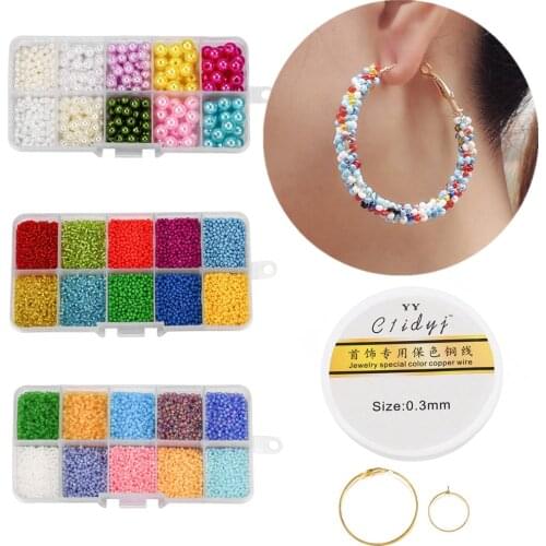 600-9000Pcs Seed beads Copper Wire Jewelry Making Supplies Set For DIY Bracelet Earring Hook Jewelry Making Kit Accessories