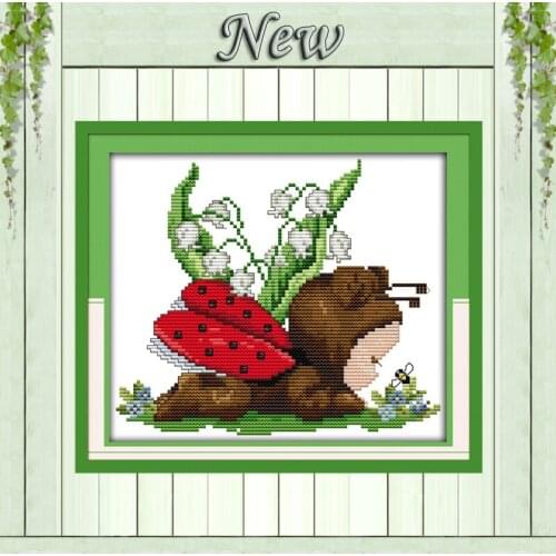 A baby ladybug fairy home Decor paintings counted print on canvas DMC Sets 11CT 14CT DIY needlework embroidery Cross Stitch kits