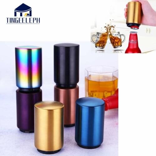 Bar Beer Stainless Steel Automatic Bottle Opener Magnet Juice Drinking Cap Openers Kitchen Gadget Cooking Tools
