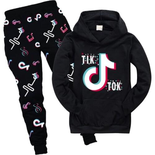 TIK TOK Kids Sweatshirt Set Autumn Girls Tops Hooded T Shirt Children Kids Boys Sportswear