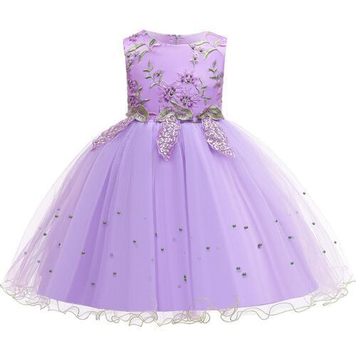 Formal Girls Dresses Kids 3D Flower Bodice Lace Tulle Birthday Party Dress Fashion Girls Clothing