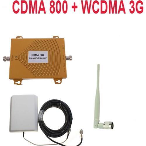 Dual band repeater CDMA 800Mhz Booster+3G WCDMA Repeater dual band 3G booster kits w/ cable &antennas,dual band GSM booster