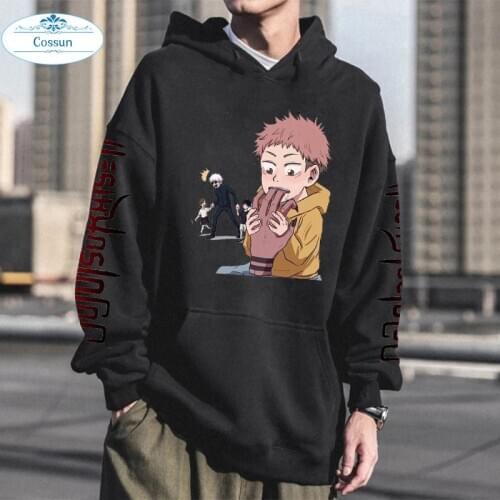 Hot Anime Jujutsu Kaisen Itadori Yuji Cute Kawai Printed Fashion Hoodies Pullover Harajuku Hooded Sweatershirt Unisex
