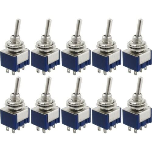 GTBL 10 Pcs AC 125V 6A Amps ON/ON 2 Position DPDT Toggle Switch