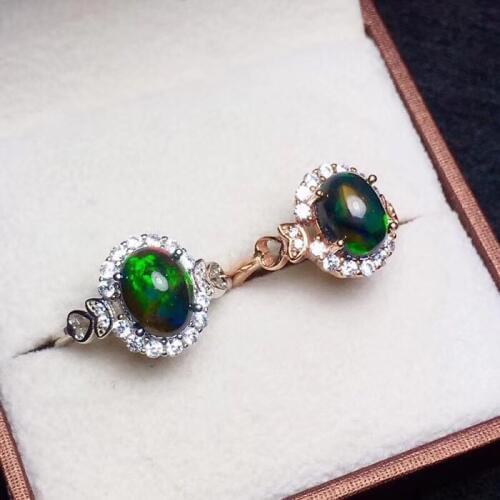 Natural Black Opal Ring, 925 Silver, 3 Carat Gem, Fire Flash Natural Coloured Gemstones Monopoly