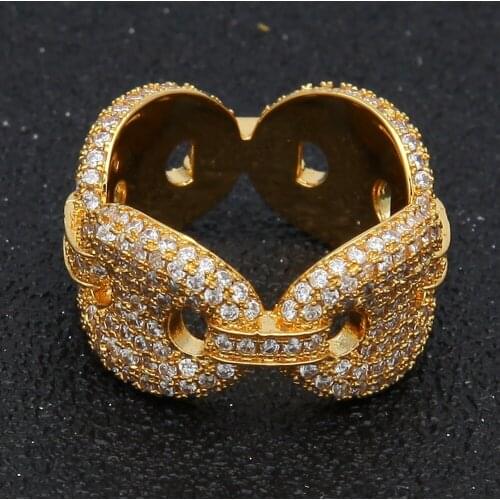 New Coffee Beans Rings Puffed Marine Micro Paved Full Bling CZ Ring Iced Out Cubic Zircon Luxury Fashion Hip Hop Jewelry Gift