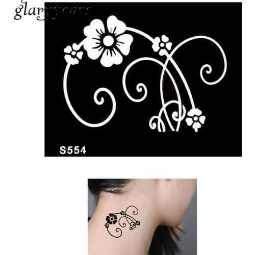 Hot 1 Piece Small Indian Henna Tattoo Stencil Health Women Body Art Petals Flower Pattern Design Tattoo Stencil Top Quality S554