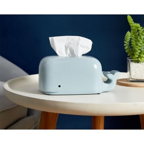 Cute Marine Little Whale Literature And Art Tissue Box Stylish Home Decoration Tissue Boxs With Cell Phone Holder
