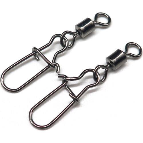 Minfishing 200pcs/lot Stainless fishing swivel snap Rolling Swivel Fishing Snap Lure Connector size 1#-14# fishing accessories