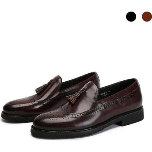 Genuine Leather Loafer Black Wedding Dress Shoes Designer Luxury Handmade Men Italian Shoes Original Handmade