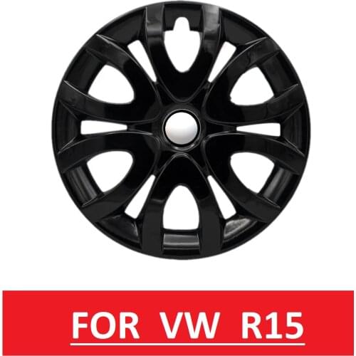 Car Wheel Rim Cover R15 Piano Bright Black Hub Flexible Caps For VW Polo Golf Caddy Lupo 15 inch 4pcs/set With Emblem
