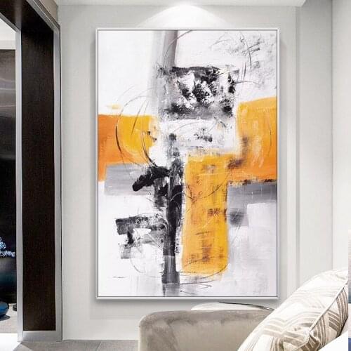 Sharp Black And White Abstract Oil Painting Handmade Knife Painting Decorative Painting Modern Living Room Entrance Hallway Hall