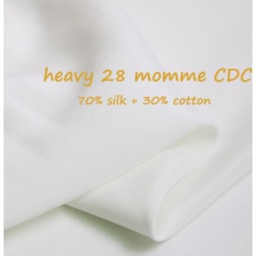 100cm*110cm Heavy 28 Momme Silk Cotton Crepe De Chine Fabric Natural White Wedding Gown Material CDC