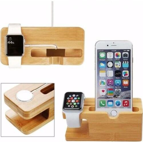 Charging Stand for Apple Watch and iPhone Bamboo Desktop Stand Bamboo Wood Practical High Quality Organizer