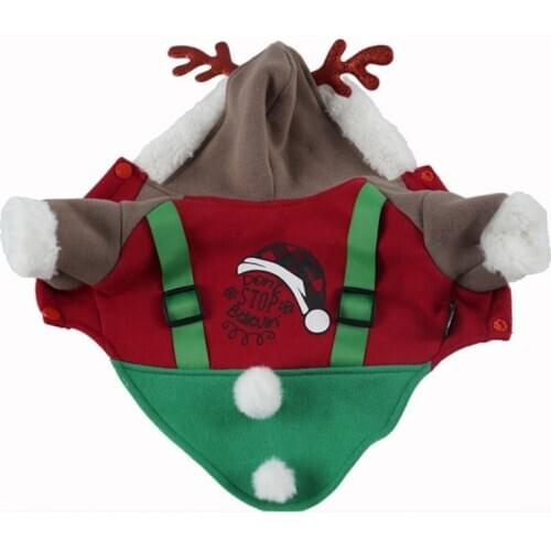 Christmas Santa Claus Cartoon Reindeer Pet Cosplay Costume Autumn Winter Soft Warm Coral Fleece Dog Clothes hot