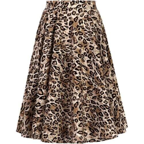 Summer Vintage Cotton Leopard Skirt SP0677 rokjes dames Goth Skirt Swing Plus Size High Waist Skirt Women