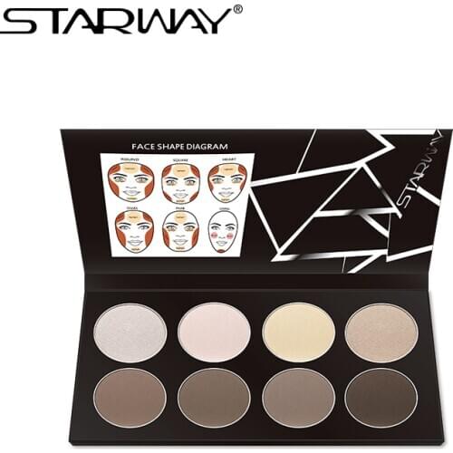 STARWAY Pressed Powder 8 Colors Matte Setting Pressed Powder Matte Oil Control Facial Makeup Kit Foundation Concealer Powder