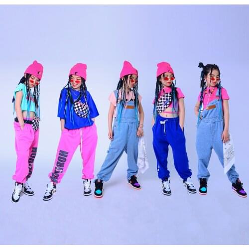 Children Jazz Dance Costumes For Girls Pink Series Hip Hop Dancing Clothes Performance Costumes Street Dance Outfits DQS7104