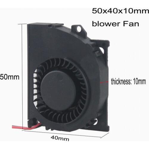 Gdstime 2 Pcs DC 12V 2Pin 5010s 50mm x 40mm x 10mm Computer Turbo Blower Cooling Fan 5cm PC Radiator Brushless Cooler