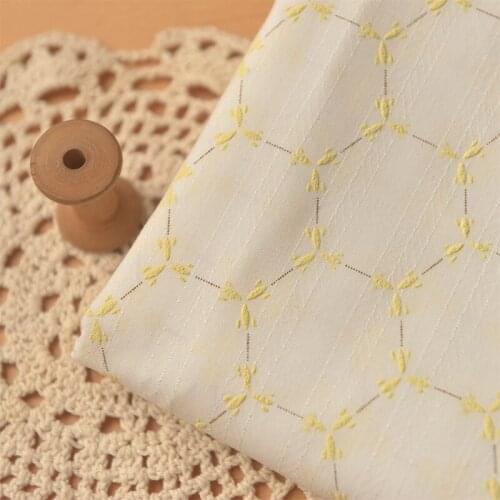 High quality cotton fabric Rice white jacquard wasp nest tissu Fresh pastoral dress, dress, curtain, cheongsam material