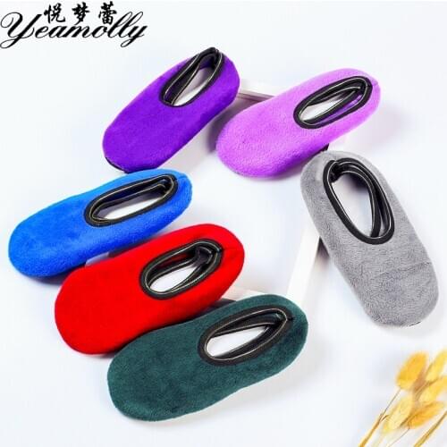 YEAMOLLY Dispensing Non-Slip Plus Velvet Warm Floor Socks Adult Kids Soft Thermal Indoor Short Sock Antiskid Thick Stocking