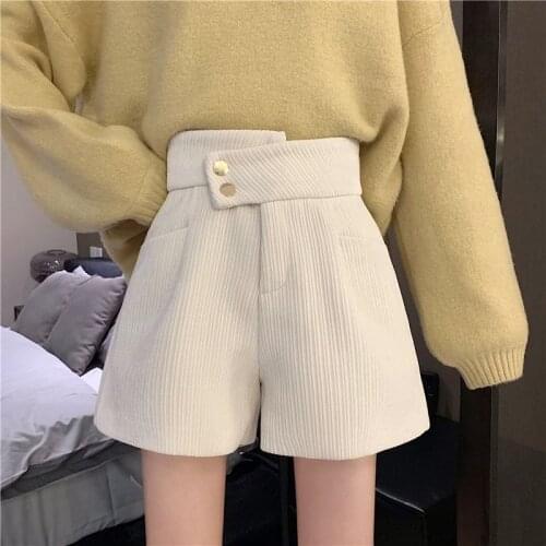2021 Autumn Winter Women Shorts Solid color Female High Waist Loose Casual Warm Pants Ladies Plus Size XL Streetwear Shorts Q8