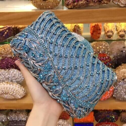 Women gold/silver/blue/red/purple banquet/nightclub crystal diamond clutch evening bag day clutch shoulder bag purse wallet lady