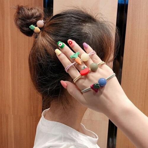 1PC Women Girls Cute Fruit Hair Ties Rope Ring Elastic Rubber Bands Fashion Scrunchies Ponytail Headdress Holder Accessories