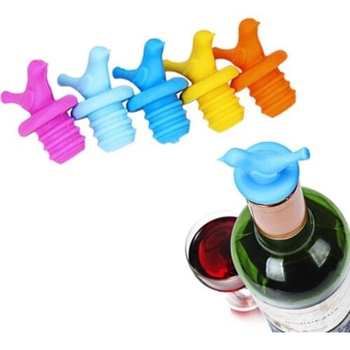 1PC Creative Bird Design Wine Stopper Silicone Wine Cork Stopper Plug Cover Bottle Caps Bottle Stopper Wine Pourer Stoppers