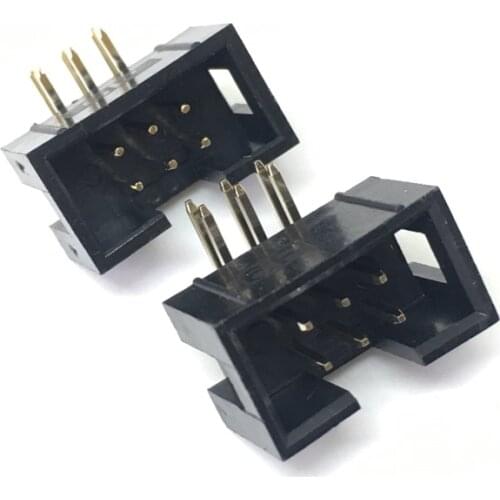 10PCS DC3 6P 2.54mm Socket Header Connector ISP Male Double-spaced Straight IDC JTAG bend