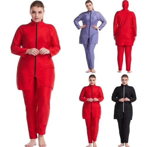3PCS Muslim Women Burkini Full Cover Long Sleeve Swimsuits Modest Hijabs Tops Pants Swimming Bathing Swimwear Hijabs Tops Pants