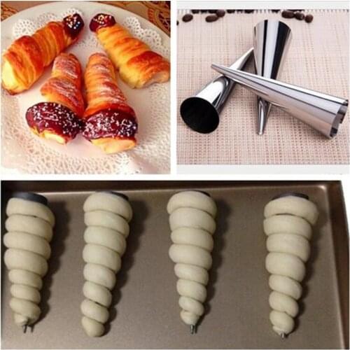 3 Pieces/pack Cone Shape Spiral Croissant Denmark Pointed Metal Spiral Baking Tool for Making Croissants Roll Bread