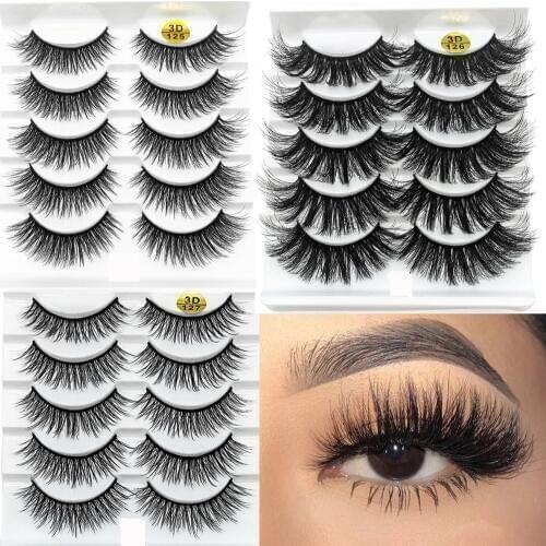 5 Pairs 3D Faux Mink False Eyelashes Fluffy Wispy Thick Cross Lashes Handmade Soft Natural Eyelashe Makeup Extension Tools