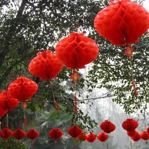 6pcs new year 2020 paper lantern chinese festival red lantern pendant Decor